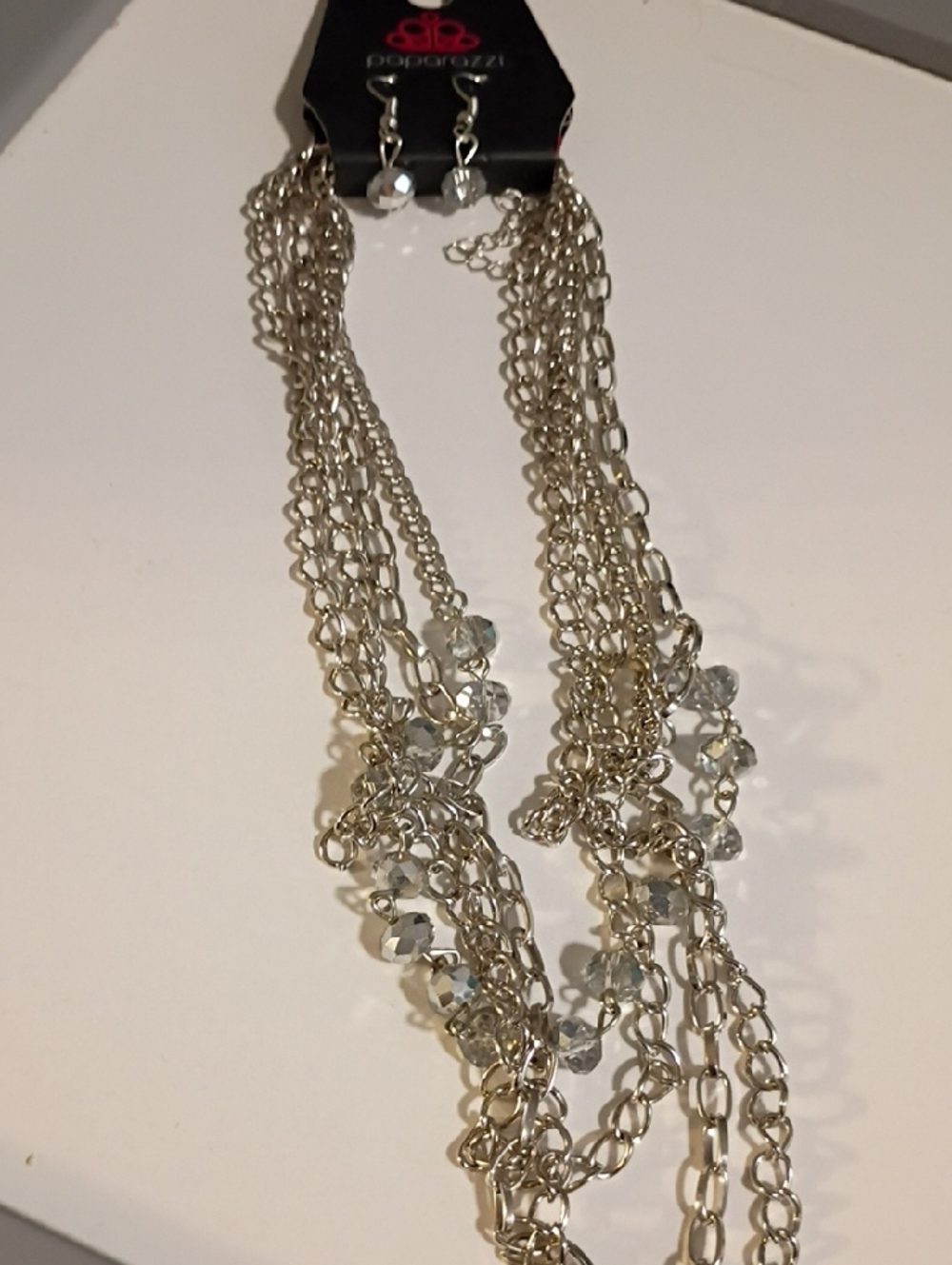 paparazzi Silver-Tone Layered Necklace with Gray Beads